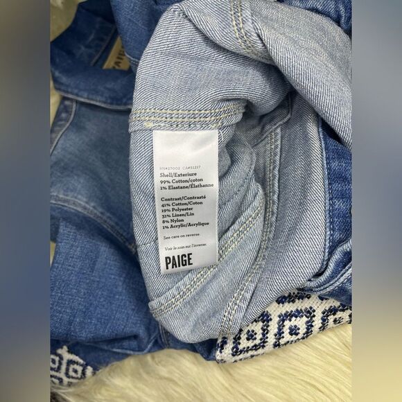 Paige Vermont Denim Jacket Mosaic Tile Western Aztec sz small - Picture 4 of 8